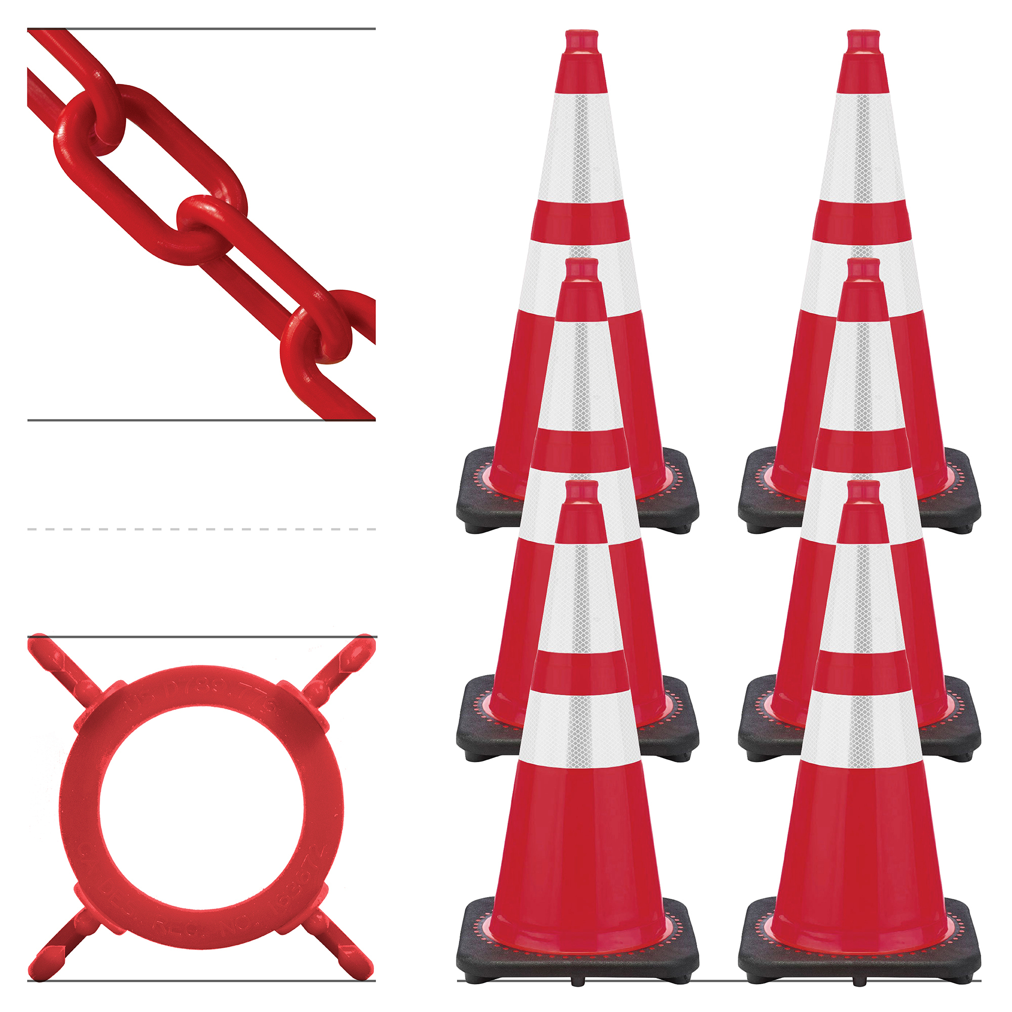 Mr. Chain Reflective Traffic Cone and Chain Kit — 28in., Red, PVC, Model# 93251-6